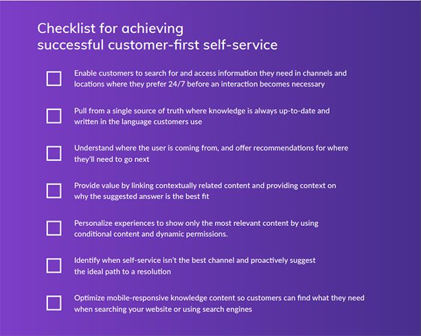 checklist for achieving successful customer first self service